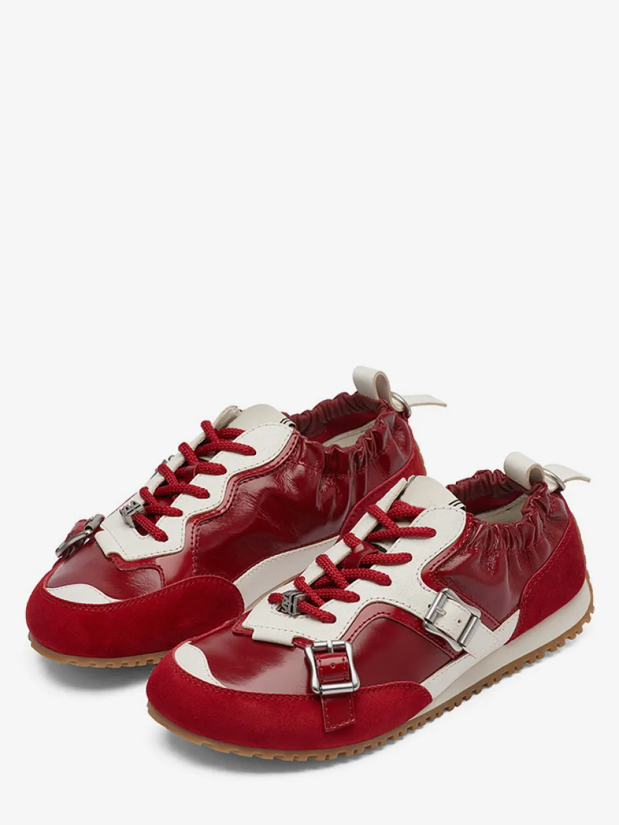 Baskets décontractées à lacets et bout rond pour femme chaussures de sport à boucle