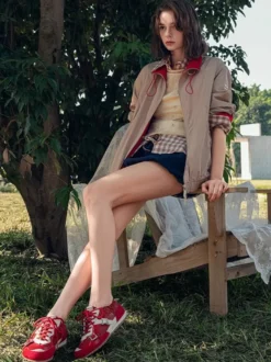 Baskets décontractées à lacets et bout rond pour femme chaussures de sport à boucle