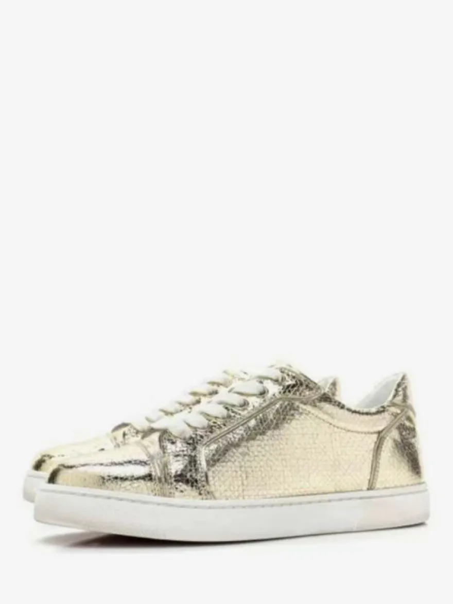Baskets décontractées pour femmes bout rond motif serpent lacets chaussures de skate