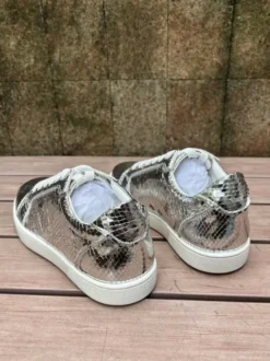 Baskets décontractées pour femmes bout rond motif serpent lacets chaussures de skate