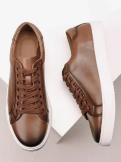 Baskets à lacets et bout rond pour homme chaussures de randonnée plates