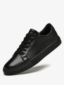 Baskets pour hommes Chaussures de sport à bout rond en cuir à la mode