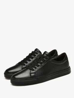 Baskets pour hommes Chaussures de sport à bout rond en cuir à la mode