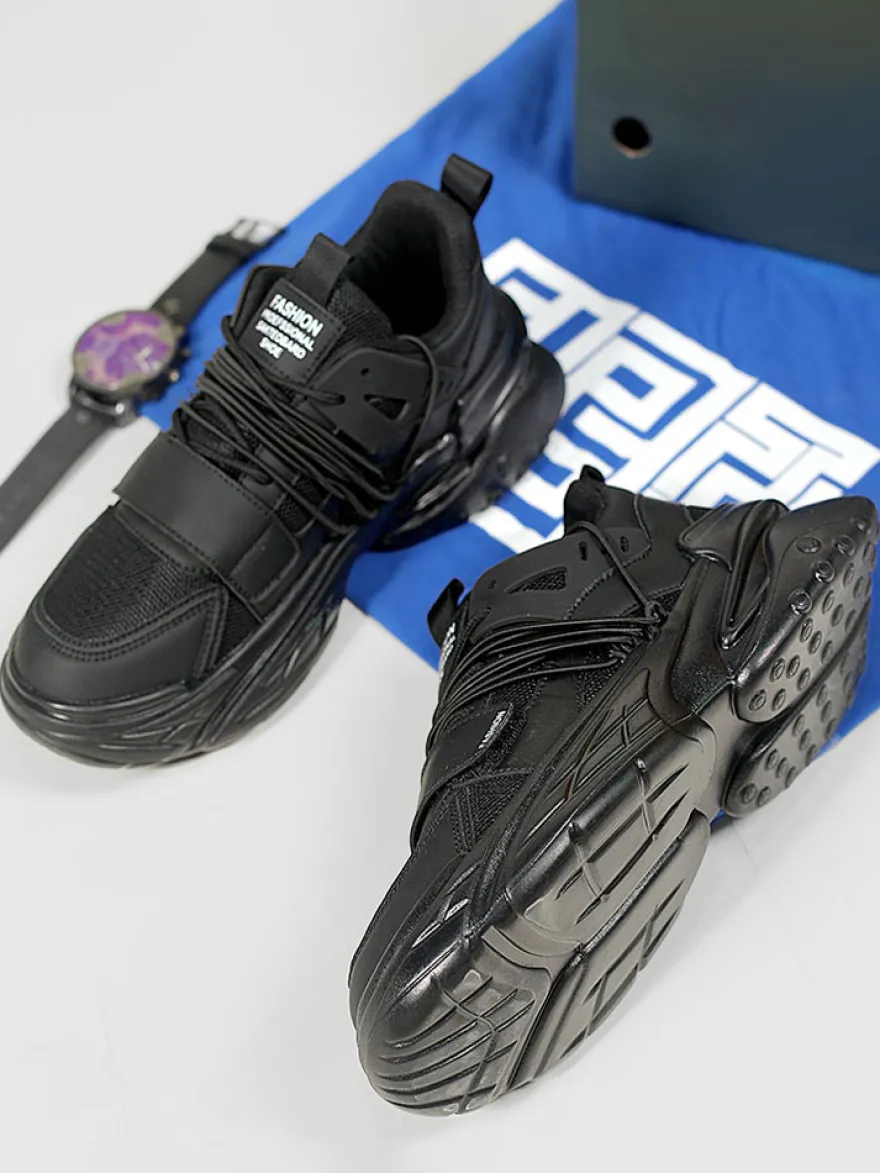Baskets respirantes à plateforme pour homme chaussures de course à lacets décontractées et épaisses