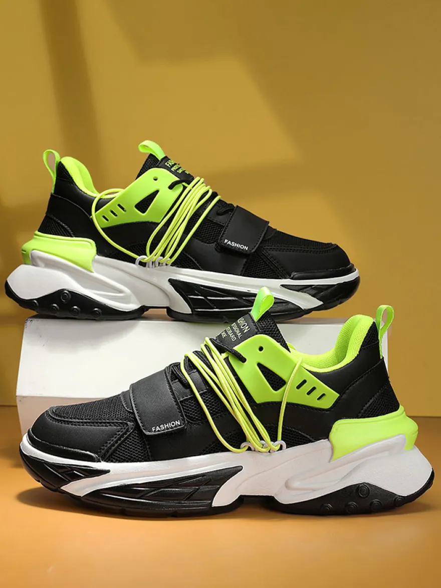 Baskets respirantes à plateforme pour homme chaussures de course à lacets décontractées et épaisses
