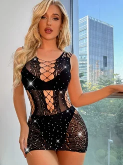 Bas Lingerie Sexy Creusants Coupe Cintrée Unicolore Bas Sexy