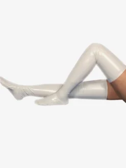 Bas long chaussettes séduisantes blanches zentai en PVC Déguisements Halloween
