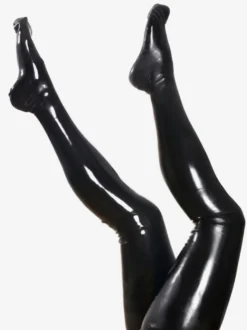 Bas Long Punk Noir En Latex Noir Sexy Déguisements Halloween