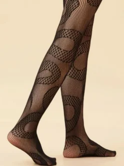 Bas Pour Femme Collants Imprimé Serpent Noir 1 Pièce
