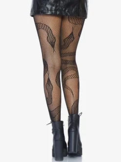 Bas Pour Femme Collants Imprimé Serpent Noir 1 Pièce