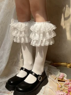 Bas Sweet Lolita Accessoire Blanc Accessoires Lolita en Polyester