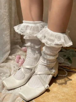 Bas Sweet Lolita Noir Accessoire Polyester Lolita Accessoires