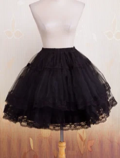 Bell forme Organza Noir Lolita jupon dentelle Déguisements Halloween