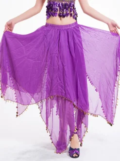 Belly Dance Costume Jupe femmes rouges en mousseline de soie Sequin Dancing Bottoms Déguisements Halloween
