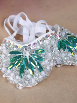 Belly Dance Shoes Silver Bling Bling Pantoufles Chaussures de danse