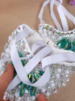 Belly Dance Shoes Silver Bling Bling Pantoufles Chaussures de danse