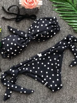 Bikini Sexy Maillot de Bain Femmes Imprimés Léopards sans Bretelles à Col Décolleté en V 2026 à Lacets Bicolores Bikini Eté 2026 Sexy