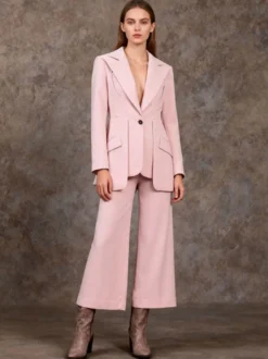 Blazer chic à manches longues découpées pour femme