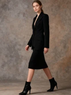 Blazer chic à manches longues découpées pour femme
