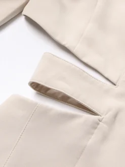 Blazer découpé pour femme - Veste longue beige élégante à un bouton coupe ajustée - Idéale pour le printemps 2026 du bureau au dîner