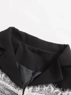 Blazer en dentelle corset sexy pour femme - Veste bustier cintrée contrastée noire et blanche - Idéale pour une soirée printanière 2026