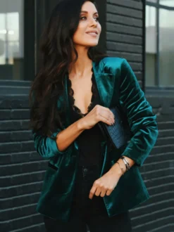 Blazer Femme avec Manches Longues à Col Revers Unicolore