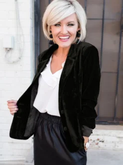 Blazer Femme avec Manches Longues à Col Revers Unicolore