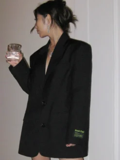 Blazer Femme Chic Moderne Col Rabattu Boutons Manches Longues