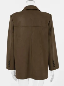Blazer Femme Moderne En Daim Col Rabattu Manches Longues