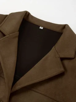 Blazer Femme Moderne En Daim Col Rabattu Manches Longues