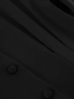 Blazer noir pour femme Hourglass Tailored - Veste structurée à épaules dénudées et boutonnage simple - Vêtement de travail décontracté chic 2026