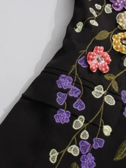 Blazer oversize pour femme broderie de perles faite main col cranté vêtement d'extérieur formel