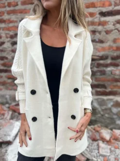 Blazer patchwork à manches en maille pour femme 2026