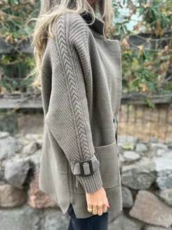 Blazer patchwork à manches en maille pour femme 2026