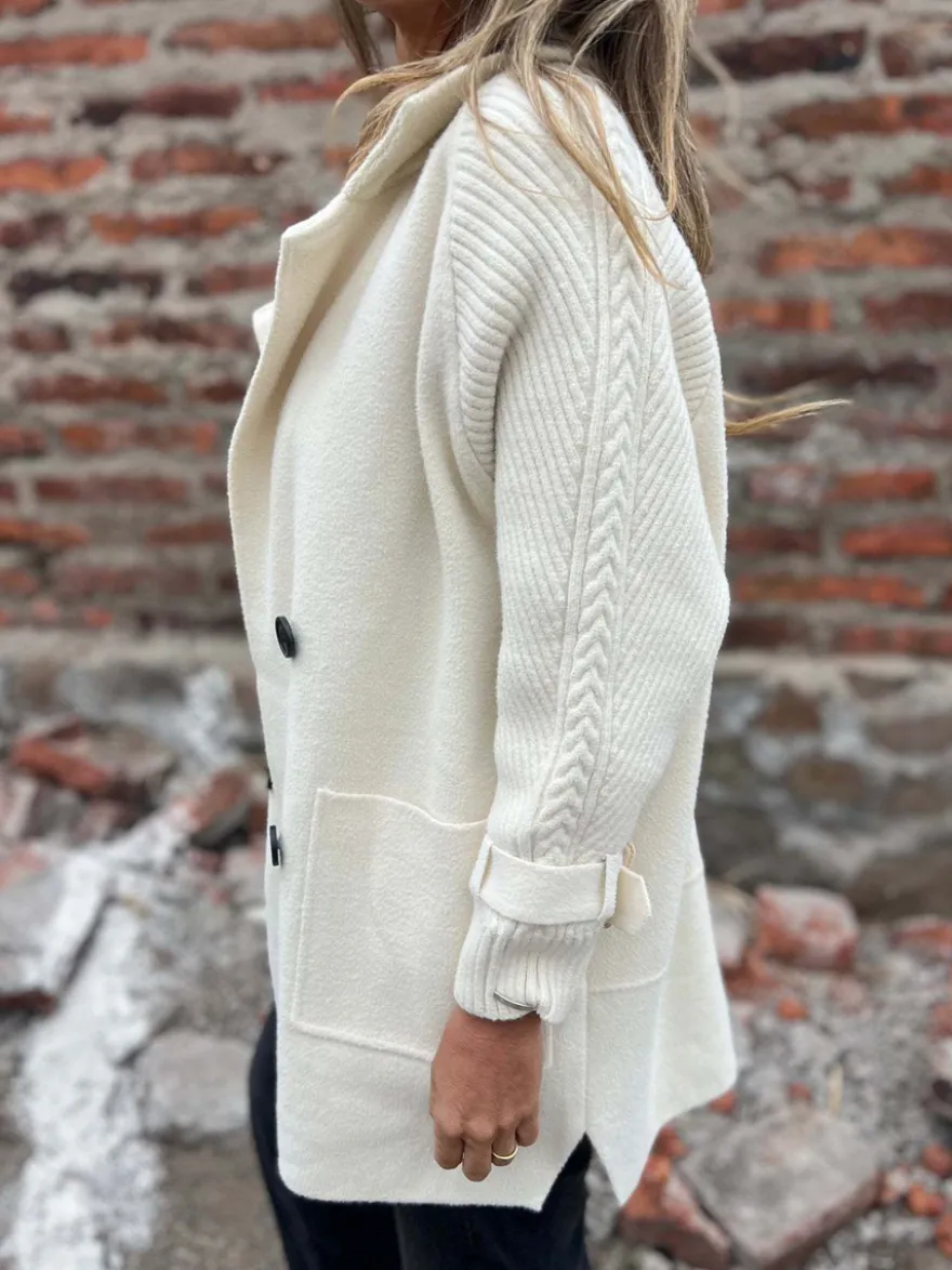 Blazer patchwork à manches en maille pour femme 2026