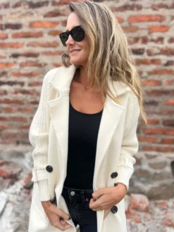 Blazer patchwork à manches en maille pour femme 2026