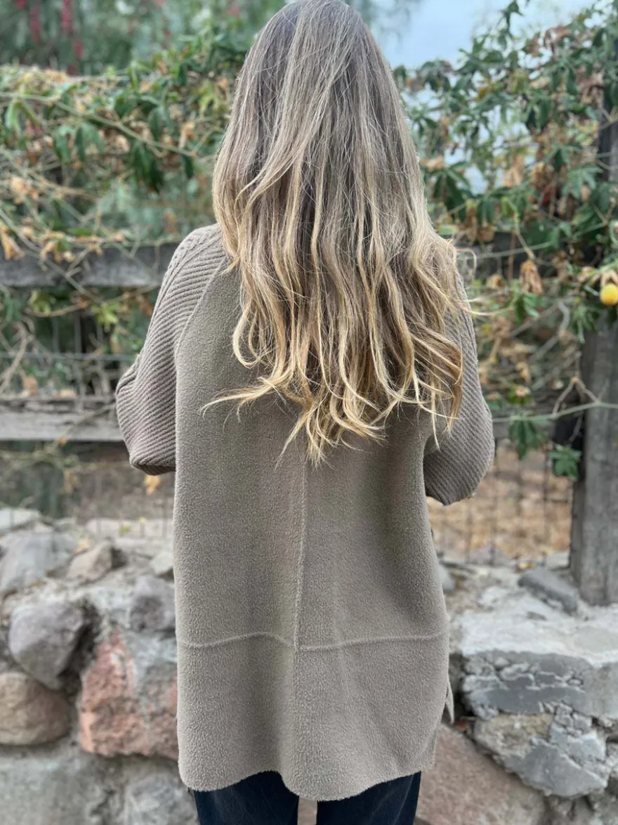 Blazer patchwork à manches en maille pour femme 2026