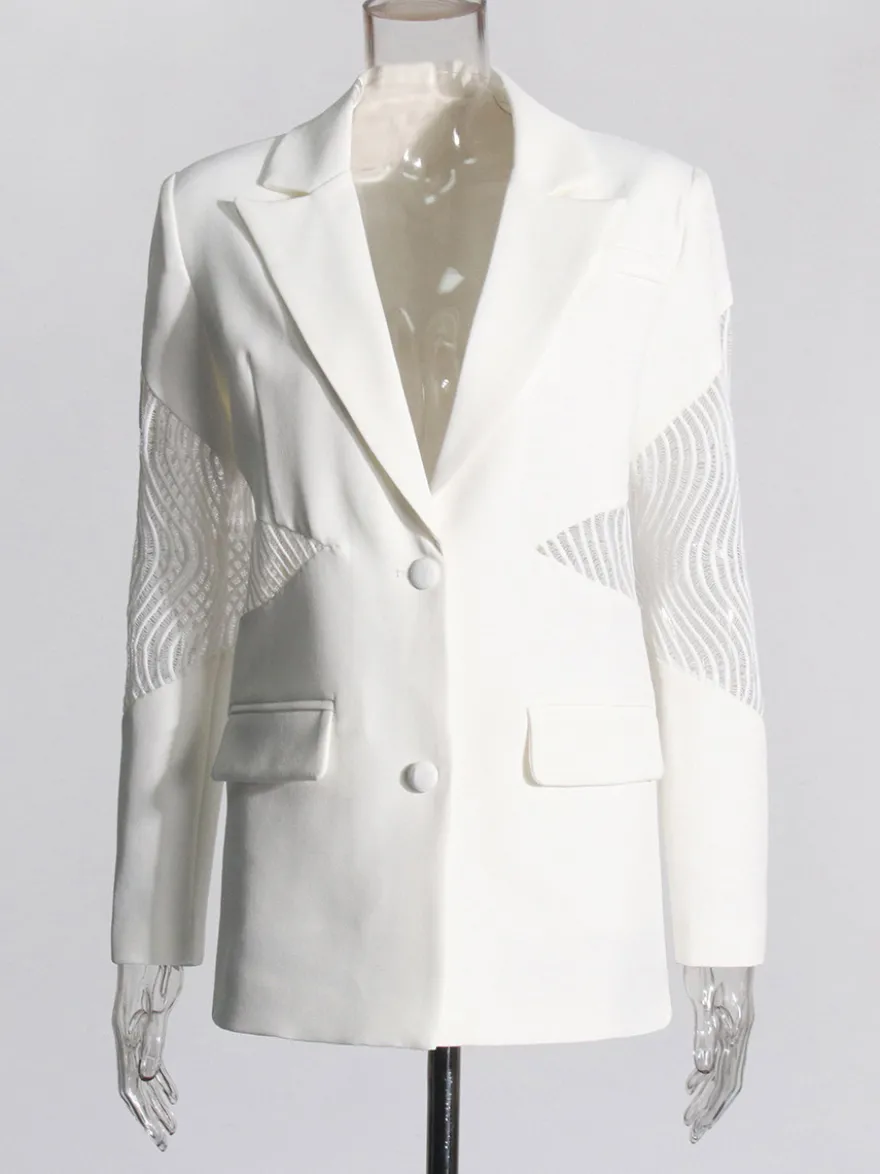 Blazer pour femme col en V manches longues découpées vêtement d'extérieur