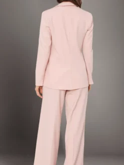Blazer uni à revers cranté et boutonné ensemble 2 pièces décontracté