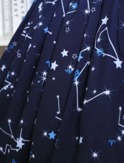 Bleu Lolita Jupe Constellation doux imprimé jupe Lolita avec sa garniture de dentelle noire Déguisements Halloween