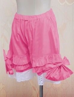 Bloomers bouffante rose de Lolita en coton avec dentelle Déguisements Halloween