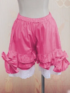 Bloomers bouffante rose de Lolita en coton avec dentelle Déguisements Halloween