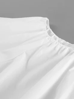 Blouse blanche élégante à épaules dénudées et manches longues en coton pour femme
