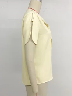 Blouse pour femme abricot col en V manches courtes style décontracté idéale pour l'été