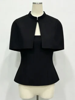 Blouse pour femme marron café à boutons sans bretelles élégante sans manches
