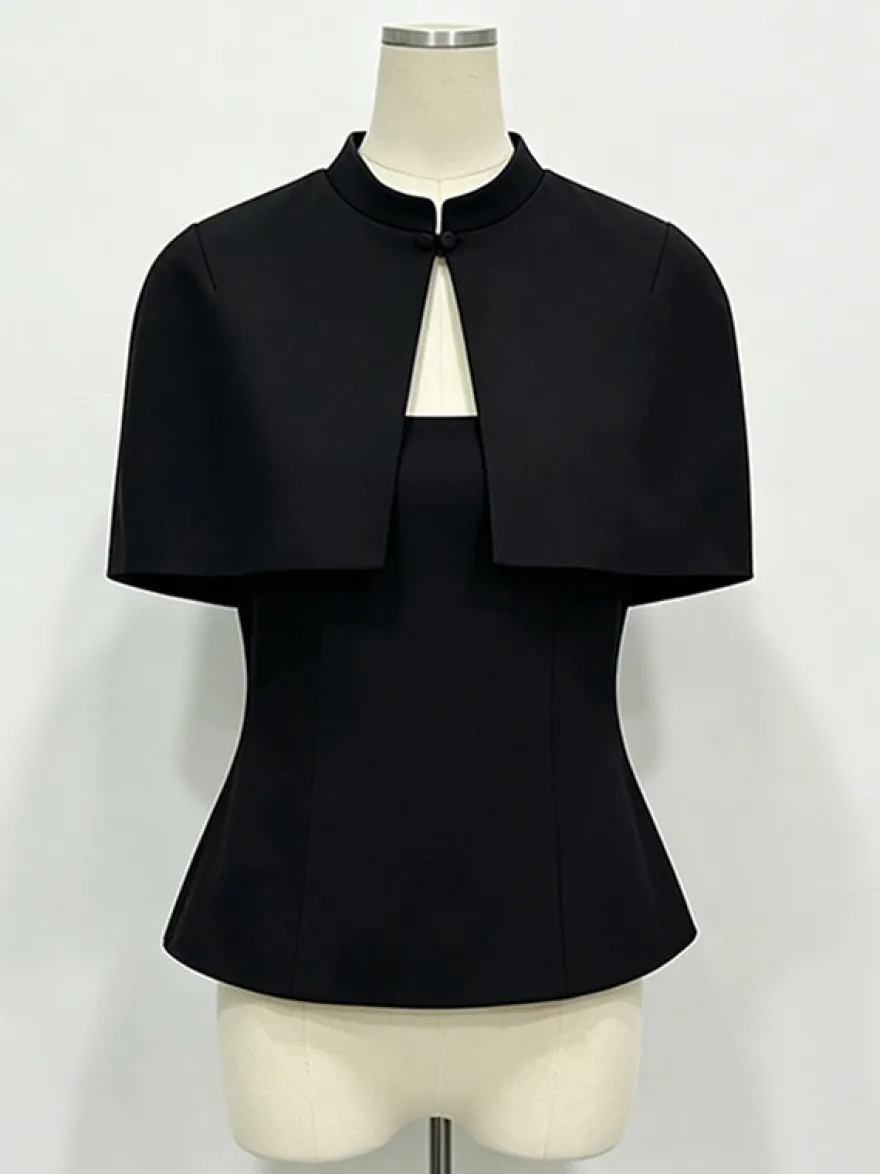 Blouse pour femme marron café à boutons sans bretelles élégante sans manches