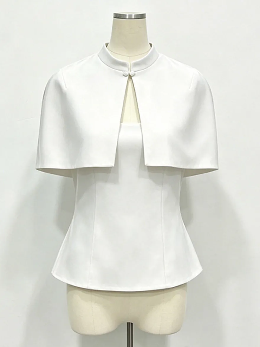 Blouse pour femme marron café à boutons sans bretelles élégante sans manches