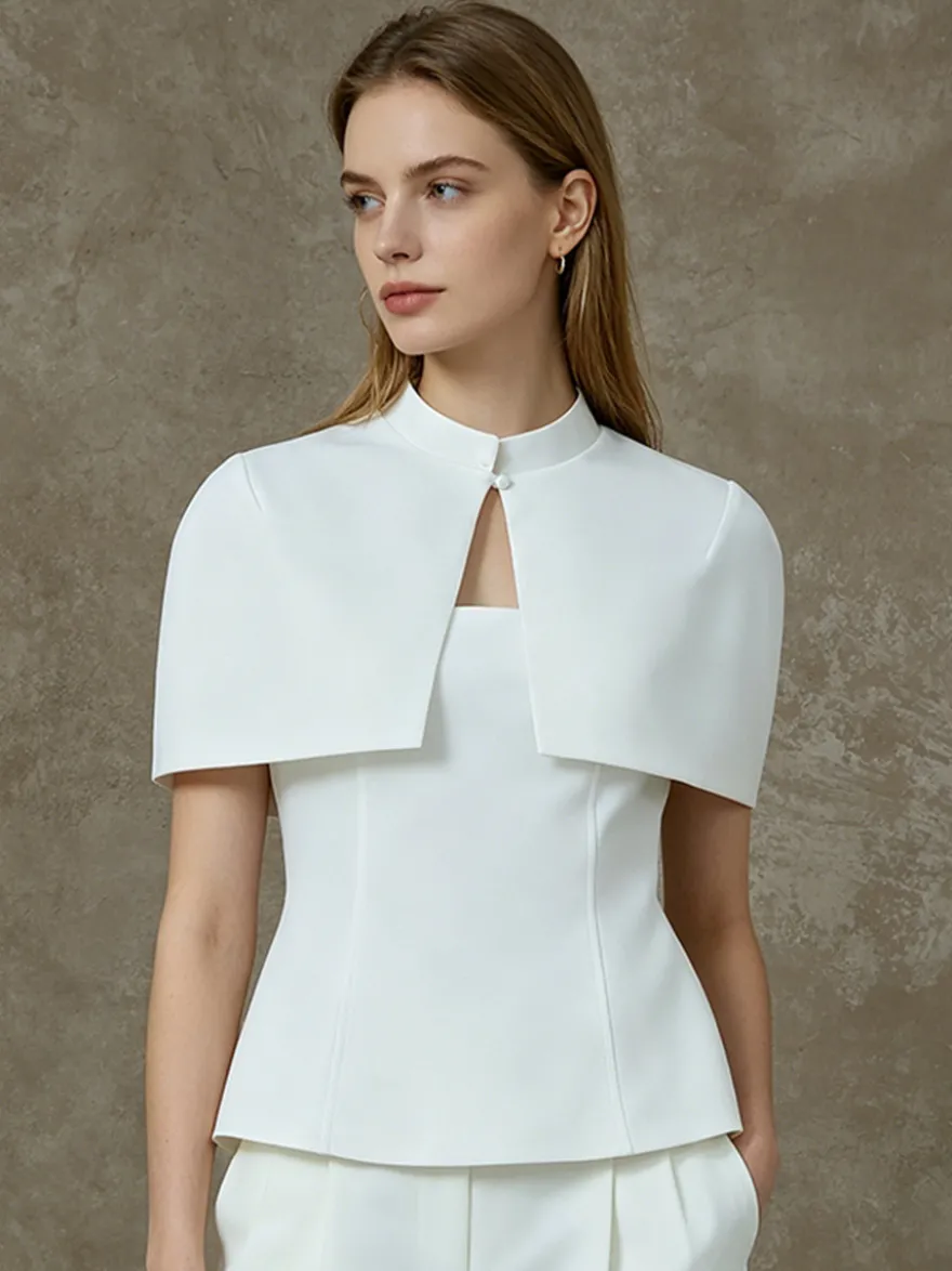 Blouse pour femme marron café à boutons sans bretelles élégante sans manches