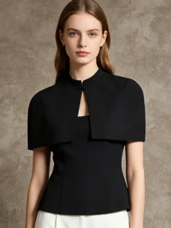 Blouse pour femme marron café à boutons sans bretelles élégante sans manches