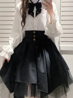 Blouses académiques Lolita à volants et manches longues Top Lolita chemise blanche